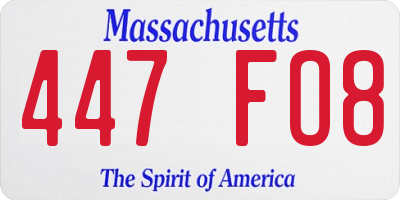 MA license plate 447FO8