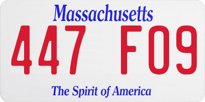 MA license plate 447FO9