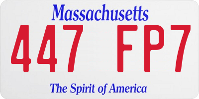 MA license plate 447FP7