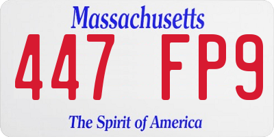 MA license plate 447FP9
