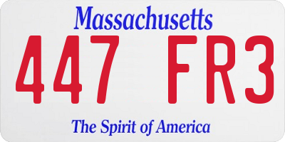 MA license plate 447FR3