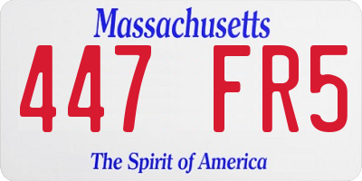 MA license plate 447FR5