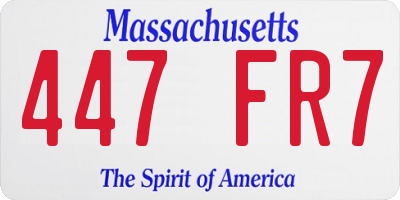 MA license plate 447FR7
