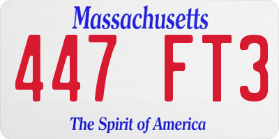 MA license plate 447FT3