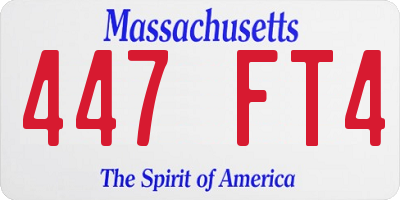 MA license plate 447FT4