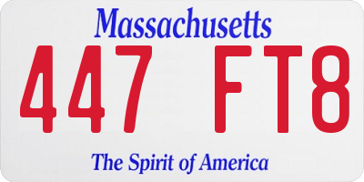 MA license plate 447FT8