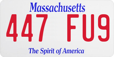 MA license plate 447FU9