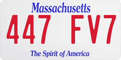 MA license plate 447FV7