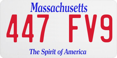 MA license plate 447FV9
