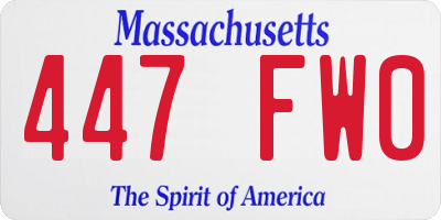 MA license plate 447FW0