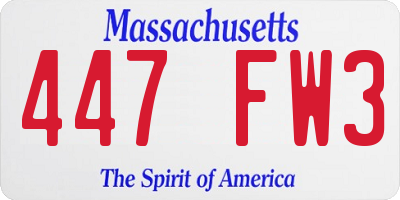 MA license plate 447FW3