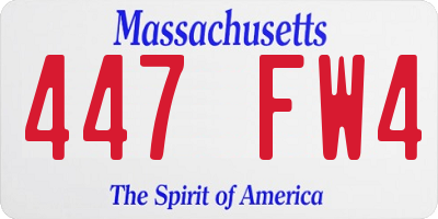 MA license plate 447FW4
