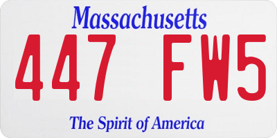 MA license plate 447FW5