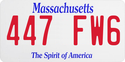 MA license plate 447FW6