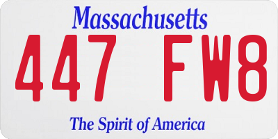 MA license plate 447FW8