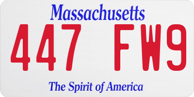 MA license plate 447FW9
