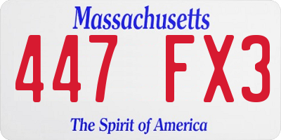 MA license plate 447FX3