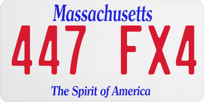 MA license plate 447FX4