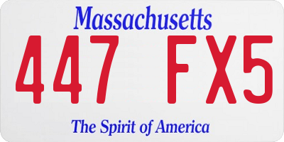 MA license plate 447FX5