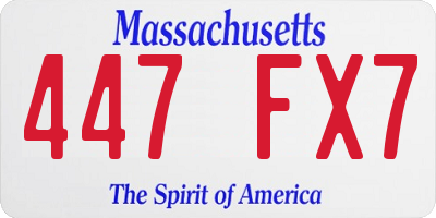 MA license plate 447FX7