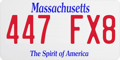 MA license plate 447FX8
