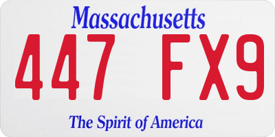 MA license plate 447FX9