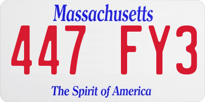 MA license plate 447FY3