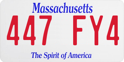MA license plate 447FY4