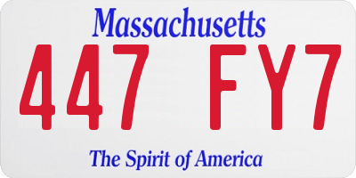 MA license plate 447FY7