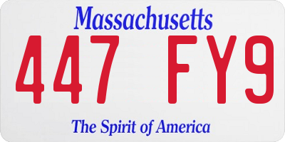 MA license plate 447FY9