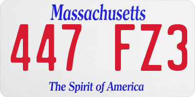 MA license plate 447FZ3