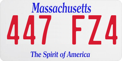 MA license plate 447FZ4
