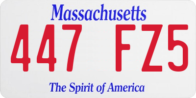 MA license plate 447FZ5
