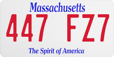 MA license plate 447FZ7