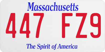MA license plate 447FZ9