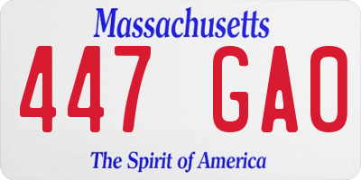 MA license plate 447GA0