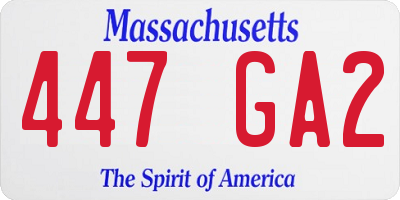 MA license plate 447GA2