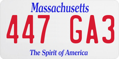MA license plate 447GA3