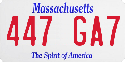 MA license plate 447GA7