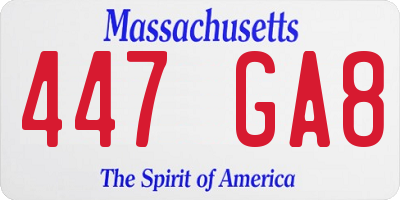 MA license plate 447GA8
