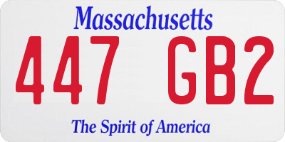 MA license plate 447GB2