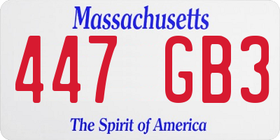 MA license plate 447GB3