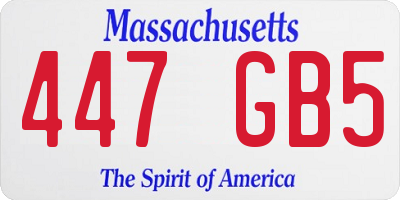 MA license plate 447GB5