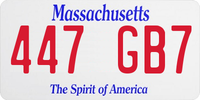 MA license plate 447GB7