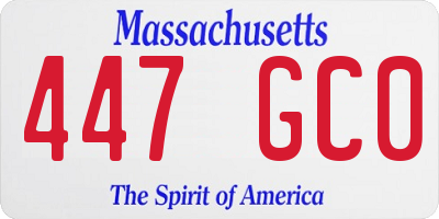 MA license plate 447GC0
