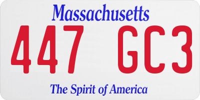 MA license plate 447GC3