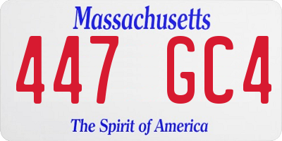 MA license plate 447GC4