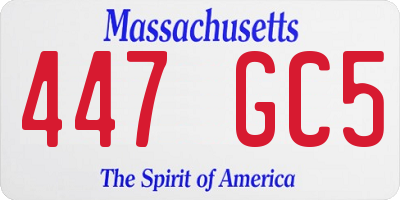 MA license plate 447GC5