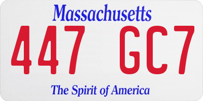 MA license plate 447GC7