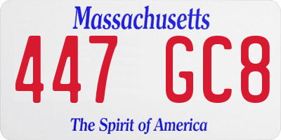 MA license plate 447GC8